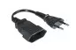 Preview: Power cord extension, Euro plug to Euro socket, 0.75mm², VDE, black, length 0.20m